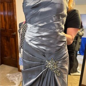 Silver One Shoulder Sleeveless Cocktail Gown